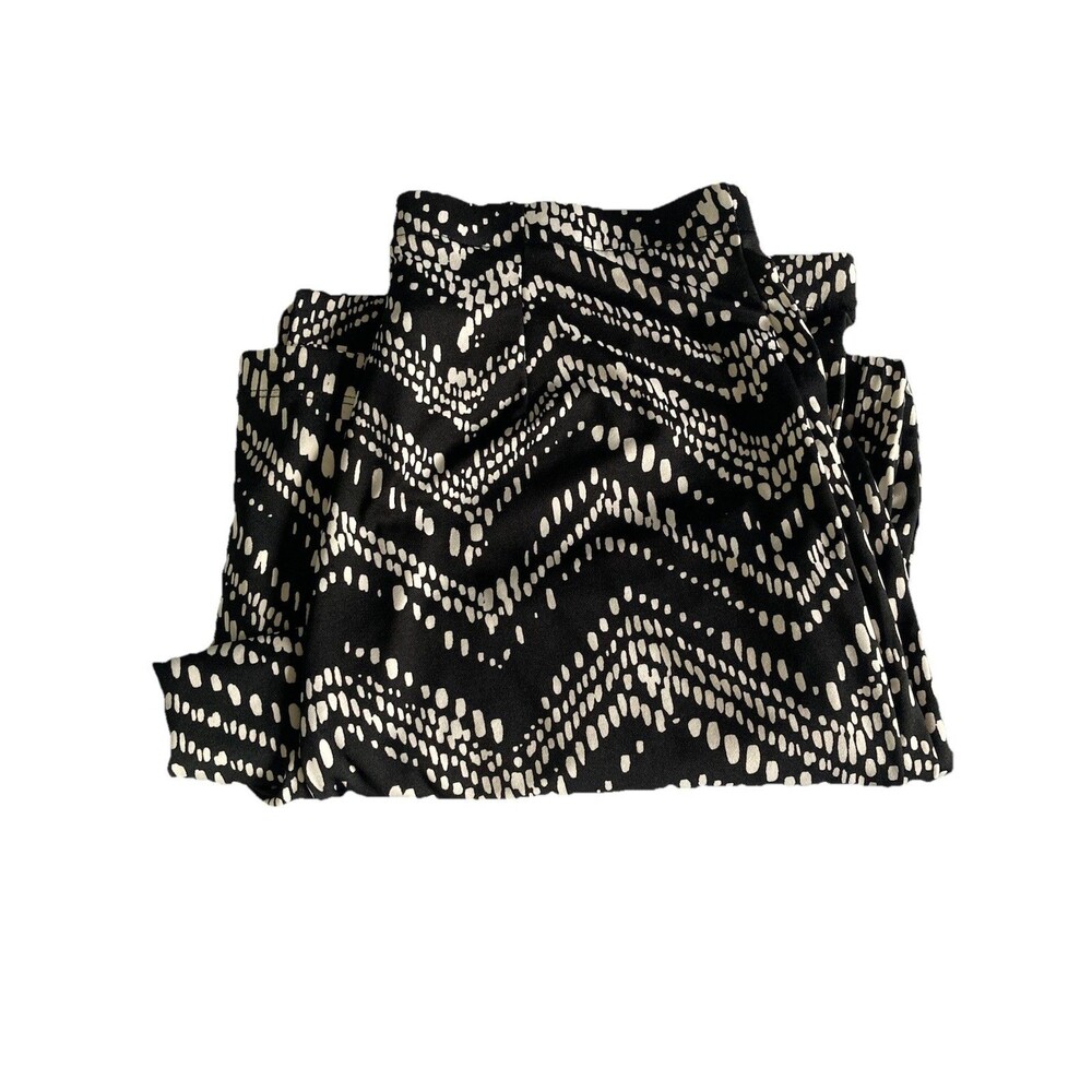 AGB Black & White Geometric Pull On Pants Large Flared Good Condition Stretch - Picture 11 of 12